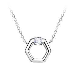 Wholesale Sterling Silver Hexagon Necklace - JD24149