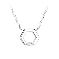 Wholesale Sterling Silver Hexagon Necklace - JD24150