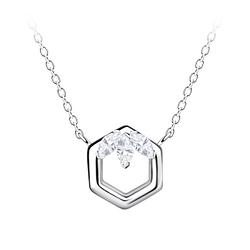 Wholesale Sterling Silver Hexagon Necklace - JD24151