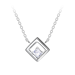 Wholesale Sterling Silver Square Necklace - JD24153 Wholesale Sterling Silver Square Necklace - JD24153