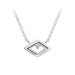 Wholesale Sterling Silver Diamond Shaped Necklace - JD24157