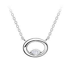 Wholesale Sterling Silver Oval Necklace - JD24159