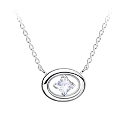 Wholesale Sterling Silver Oval Necklace - JD24160 Wholesale Sterling Silver Oval Necklace - JD24160