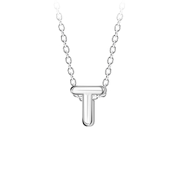 Wholesale Sterling Silver Letter T Beaded Necklace - JD23698