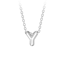 Wholesale Sterling Silver Letter Y Beaded Necklace - JD23703