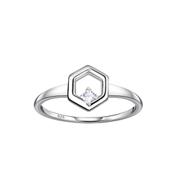 Wholesale Sterling Silver Hexagon Ring - JD24114