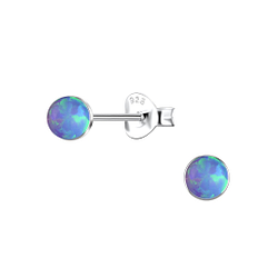 Wholesale 4mm Round Opal Sterling Silver Ear Studs - JD24402