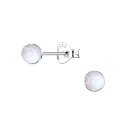 Wholesale 4mm Round Opal Sterling Silver Ear Studs - JD24402 Wholesale 4mm Round Opal Sterling Silver Ear Studs - JD24402