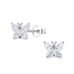 Wholesale Sterling Silver Butterfly Ear Studs - JD21876 Wholesale Sterling Silver Butterfly Ear Studs - JD21876