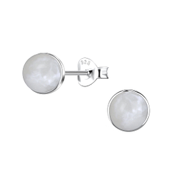 Wholesale 6mm Round Imitation Stone Sterling Silver Ear Studs - JD24406
