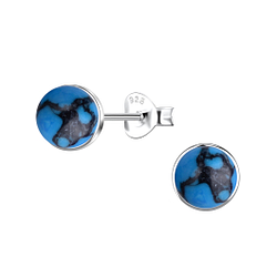 Wholesale 6mm Round Imitation Stone Sterling Silver Ear Studs - JD24403