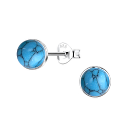 Wholesale 6mm Round Imitation Stone Sterling Silver Ear Studs - JD24408