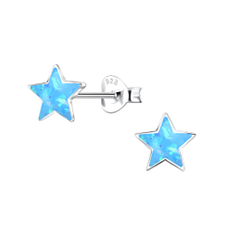 Wholesale 7mm Star Resin Opal Sterling Silver Ear Studs - JD24416