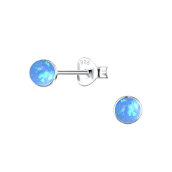 Wholesale 4mm Round Resin Opal Sterling Silver Ear Studs - JD24418