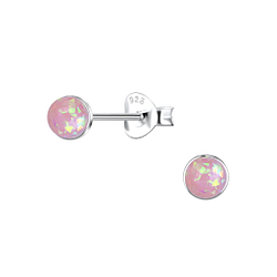 Wholesale 4mm Round Resin Opal Sterling Silver Ear Studs - JD24419
