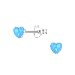Wholesale 5mm Heart Resin Opal Sterling Silver Ear Studs - JD24421