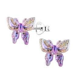 Wholesale Sterling Silver Ear Studs with Resin Butterfly - JD22772 Wholesale Sterling Silver Ear Studs with Resin Butterfly - JD22772
