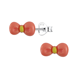 Wholesale Sterling Silver Ear Studs with Resin Bow - JD23734