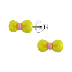 Wholesale Sterling Silver Ear Studs with Resin Bow - JD23737