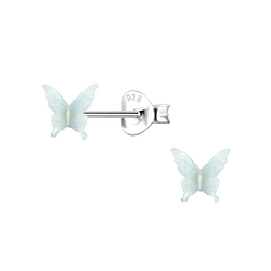 Wholesale Sterling Silver Ear Studs with Resin Butterfly - JD23742 Wholesale Sterling Silver Ear Studs with Resin Butterfly - JD23742