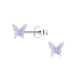 Wholesale Sterling Silver Ear Studs with Resin Butterfly - JD23743 Wholesale Sterling Silver Ear Studs with Resin Butterfly - JD23743