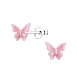 Wholesale Sterling Silver Ear Studs with Resin Butterfly - JD23751 Wholesale Sterling Silver Ear Studs with Resin Butterfly - JD23751