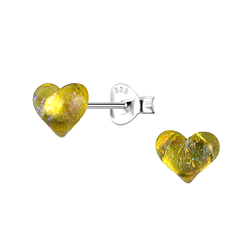 Wholesale Sterling Silver Ear Studs with Resin Heart - JD24329