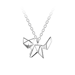 Wholesale Sterling Silver Origami Cat Necklace - JD24366