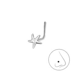 Wholesale Sterling Silver L-Shaped Starfish Nose Stud - JD23910 Wholesale Sterling Silver L-Shaped Starfish Nose Stud - JD23910