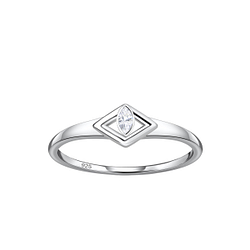 Wholesale Sterling Silver Diamond Shaped Ring - JD24115 Wholesale Sterling Silver Diamond Shaped Ring - JD24115