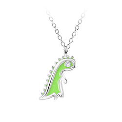 Wholesale Sterling Silver Dinosaur Outline Necklace - JD24566