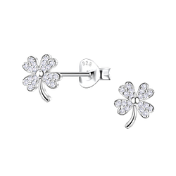 Wholesale Sterling Silver Clover Ear Studs - JD24477
