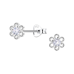 Wholesale Sterling Silver Flower Ear Studs - JD24428