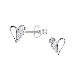 Wholesale Sterling Silver Heart Ear Studs - JD24431