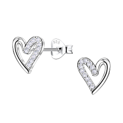 Wholesale Sterling Silver Heart Ear Studs - JD24432