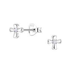 Wholesale Sterling Silver Cross Ear Studs - JD24433