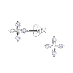 Wholesale Sterling Silver Cross Ear Studs - JD24434