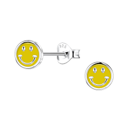 Wholesale Sterling Silver Smiley Face Ear Studs - JD24483 Wholesale Sterling Silver Smiley Face Ear Studs - JD24483