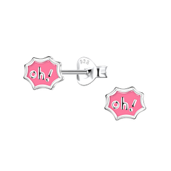 Wholesale Sterling Silver Oh! Ear Studs - JD24485 Wholesale Sterling Silver Oh! Ear Studs - JD24485