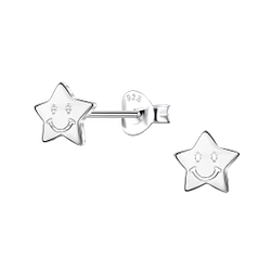 Wholesale Sterling Silver Star Ear Studs - JD24444 Wholesale Sterling Silver Star Ear Studs - JD24444