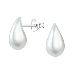 Wholesale Sterling Silver Ear Studs with Teardrop Pearl - JD23758 Wholesale Sterling Silver Ear Studs with Teardrop Pearl - JD23758