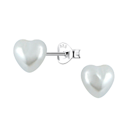 Wholesale Sterling Silver Ear Studs with 7mm Heart Pearl - JD23761