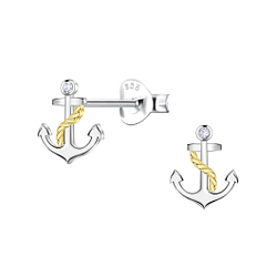 Wholesale Sterling Silver Anchor Ear Studs - JD24360