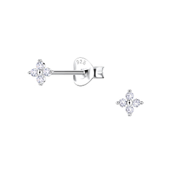 Wholesale Sterling Silver Flower Ear Studs - JD23177 Wholesale Sterling Silver Flower Ear Studs - JD23177