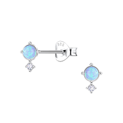 Wholesale Sterling Silver Geometric Opal Ear Studs - JD23619