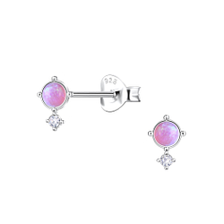 Wholesale Sterling Silver Geometric Opal Ear Studs - JD23620