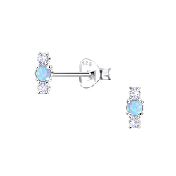 Wholesale Sterling Silver Geometric Opal Ear Studs - JD23631 Wholesale Sterling Silver Geometric Opal Ear Studs - JD23631