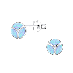 Wholesale Sterling Silver Geometric Opal Ear Studs - JD23640