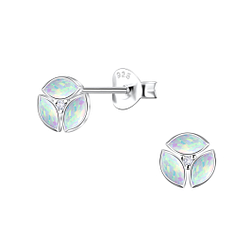 Wholesale Sterling Silver Geometric Opal Ear Studs - JD23642