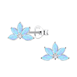 Wholesale Sterling Silver Geometric Opal Ear Studs - JD23652 Wholesale Sterling Silver Geometric Opal Ear Studs - JD23652